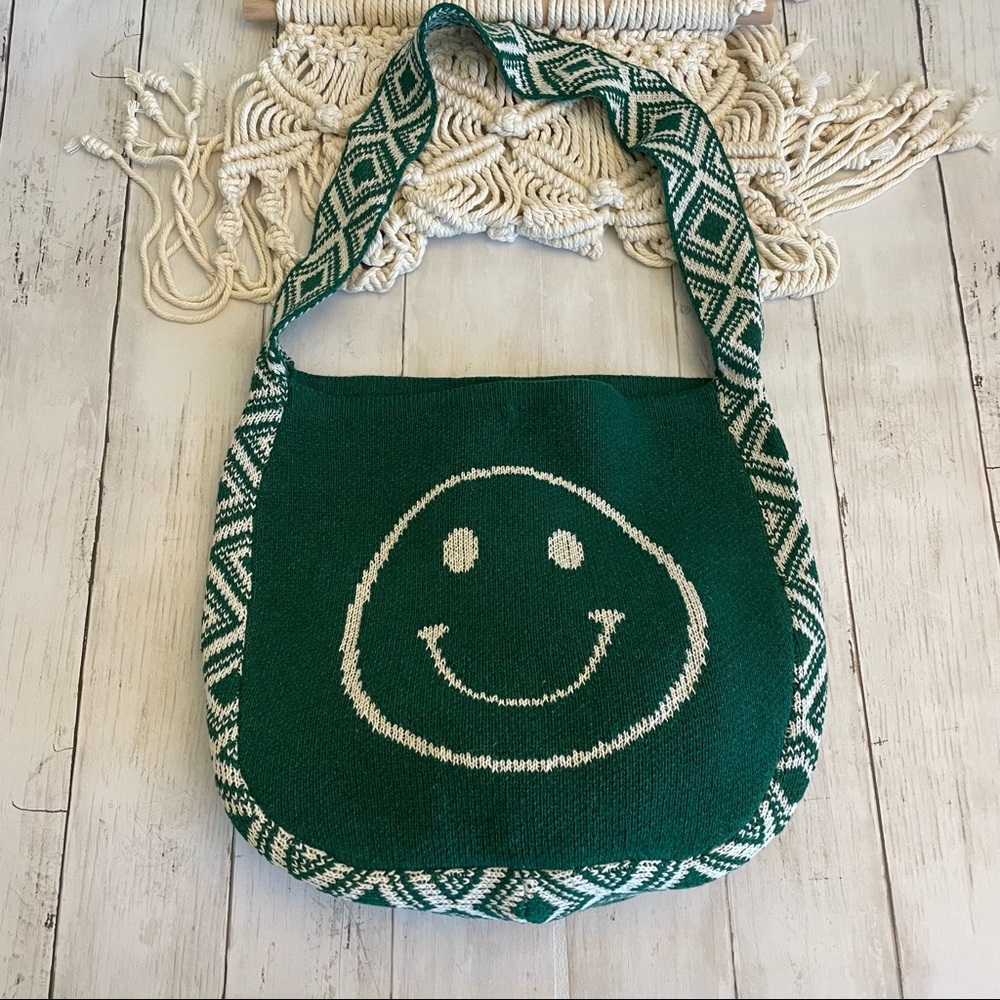 Bohemian Aztec Shoulder Smile Woven Beach Pool Vacation Casual Spring Summer Bag - Picture 3 of 5